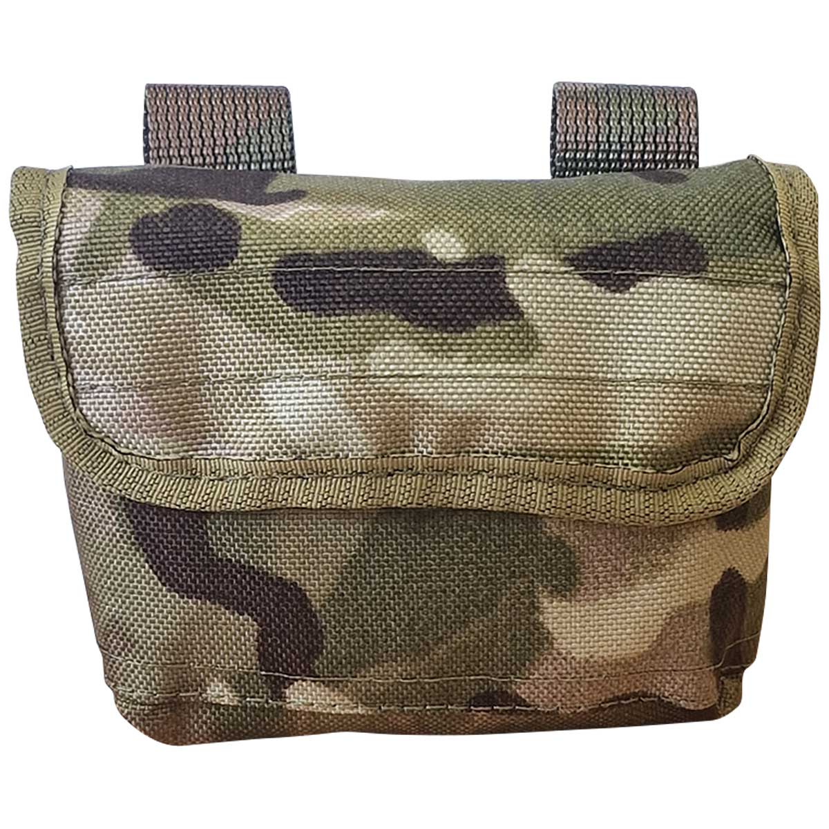 front view of marauder camouflage survival tin molle pouch