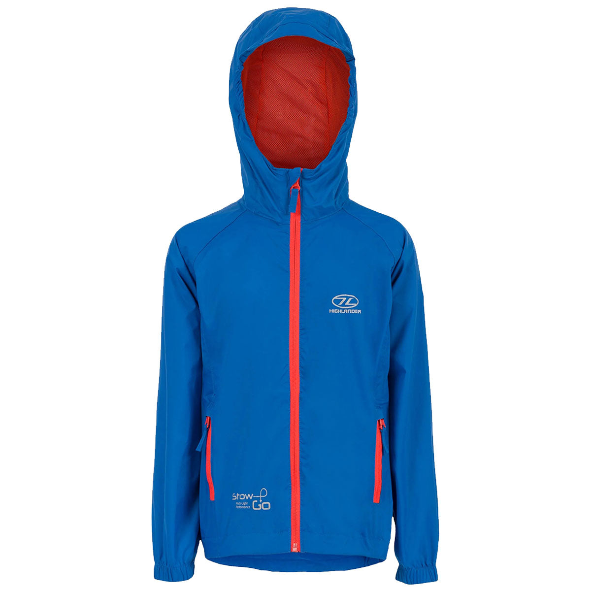 highlander kids stow and go waterproof jacket blue