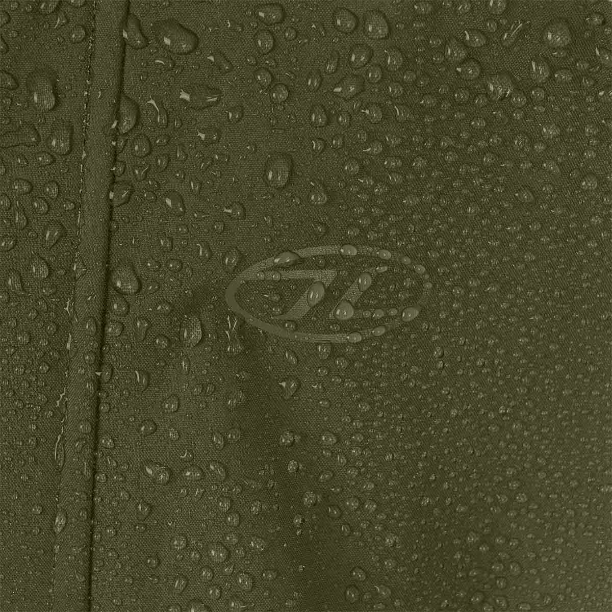 highlander logo on the kids stormguard jacket olive