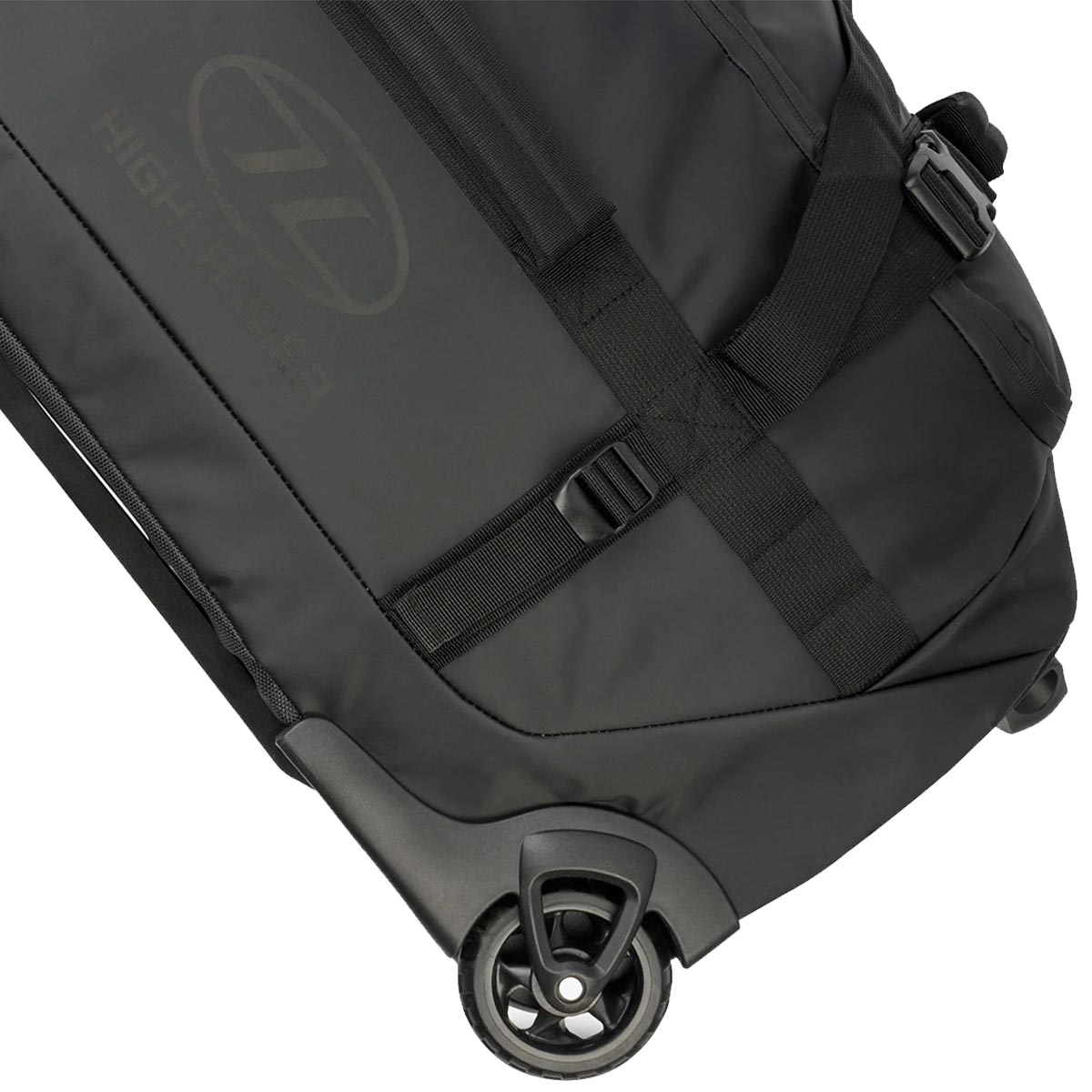 highlander trailer black duffel bag with multi terrain wheels