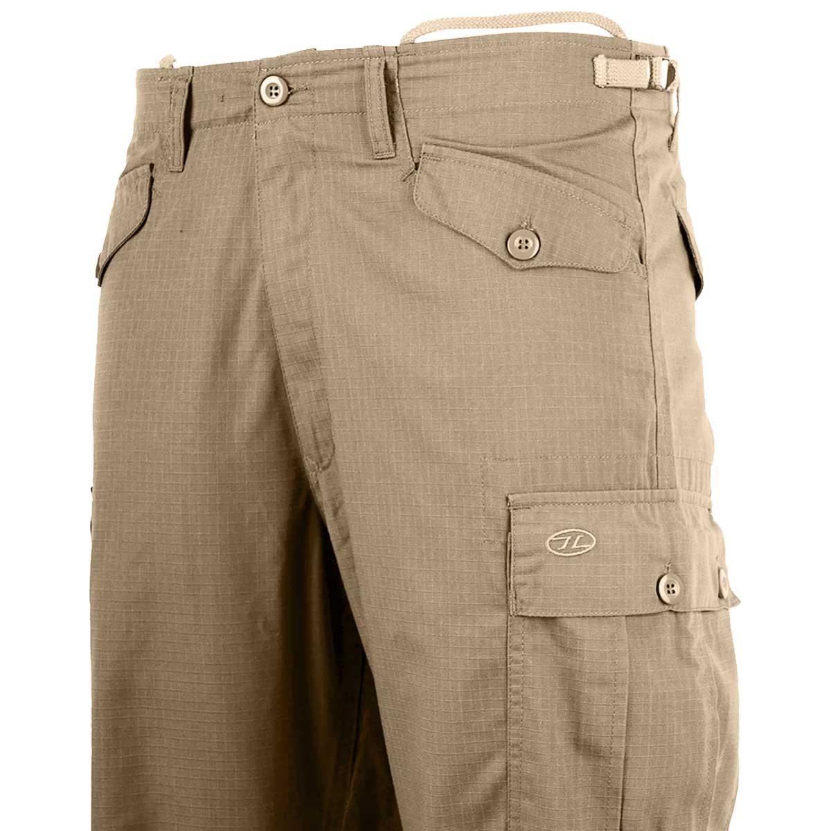 hip and cargo pocket on highlander m65 combat khaki trousers