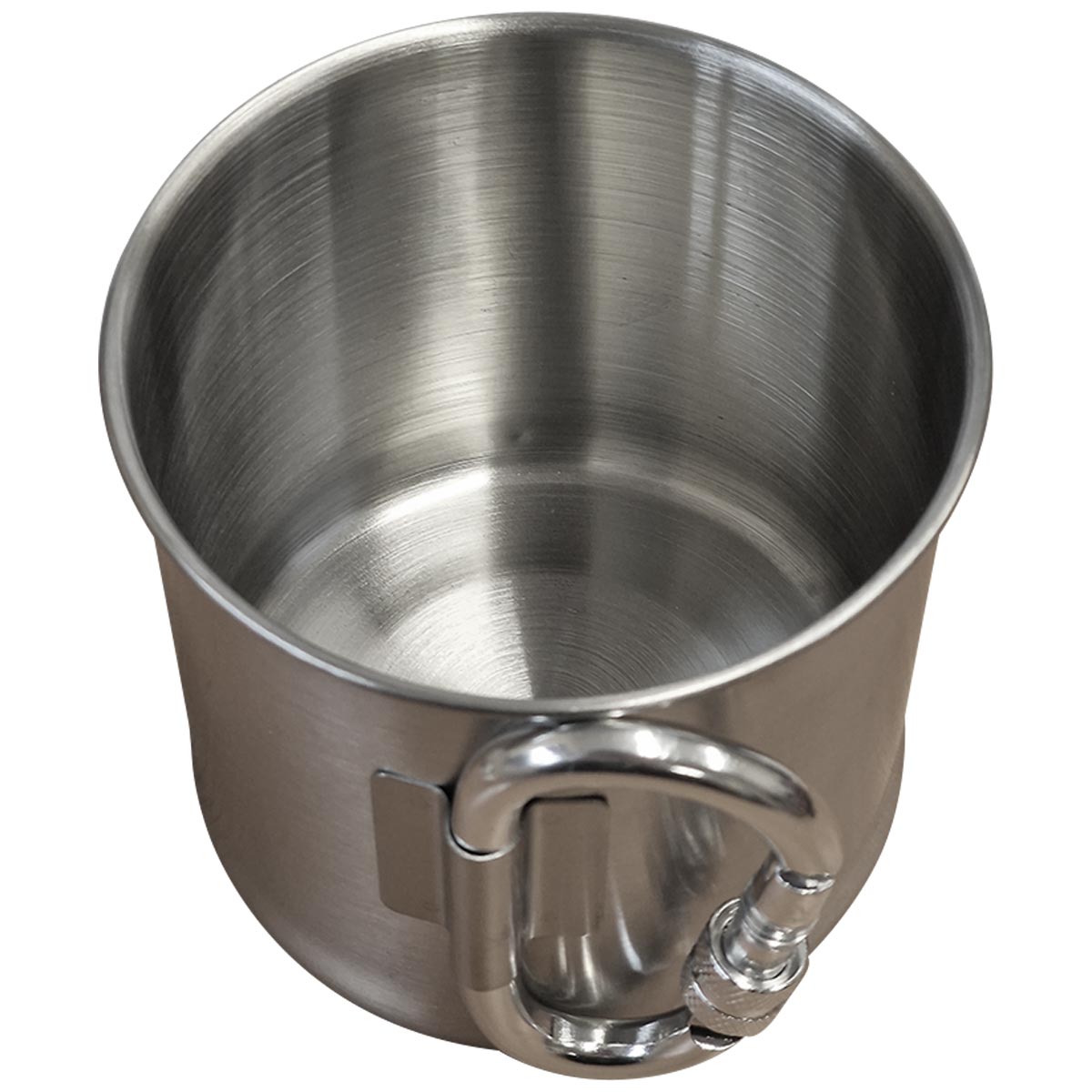 inner angle of mil tec stainless steel 500ml travel mug with carabiner handle