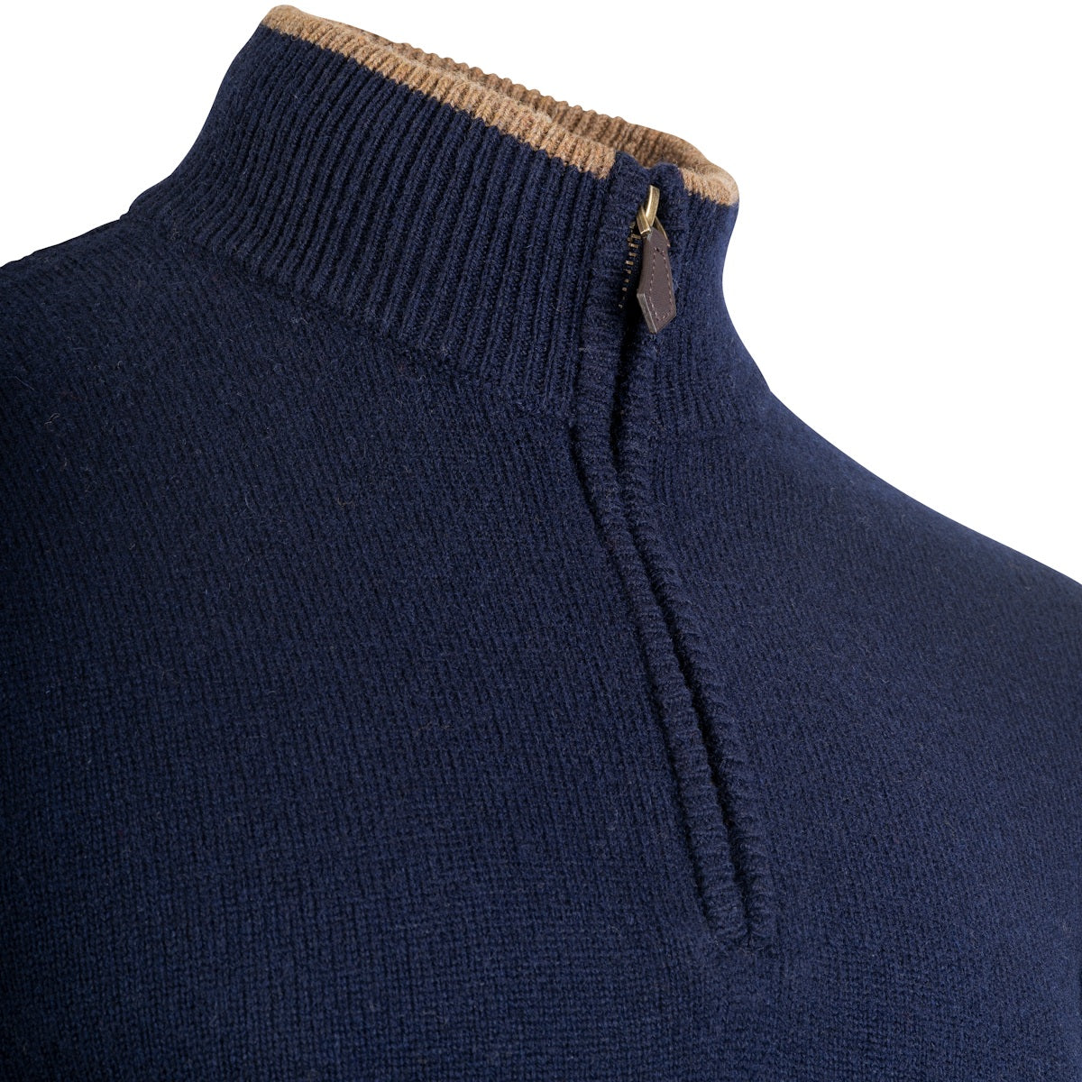 jack pyke ashcombe zipknit pullover navy blue jumper contrast neck