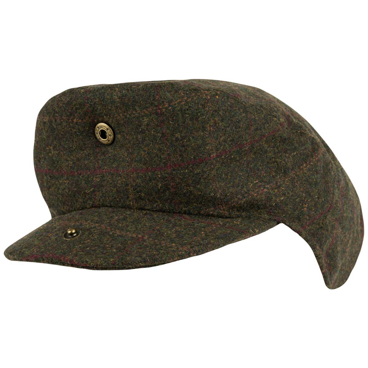 jack pyke wool blend dark olive flat cap with peak popper