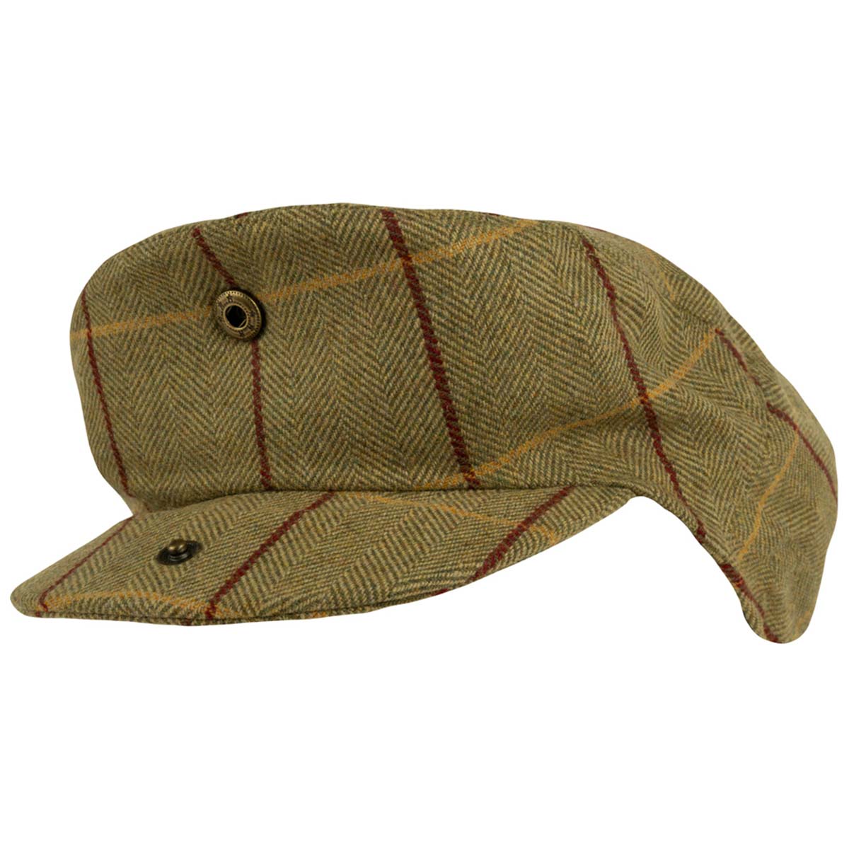 jack pyke wool blend tweed flat cap with peak popper