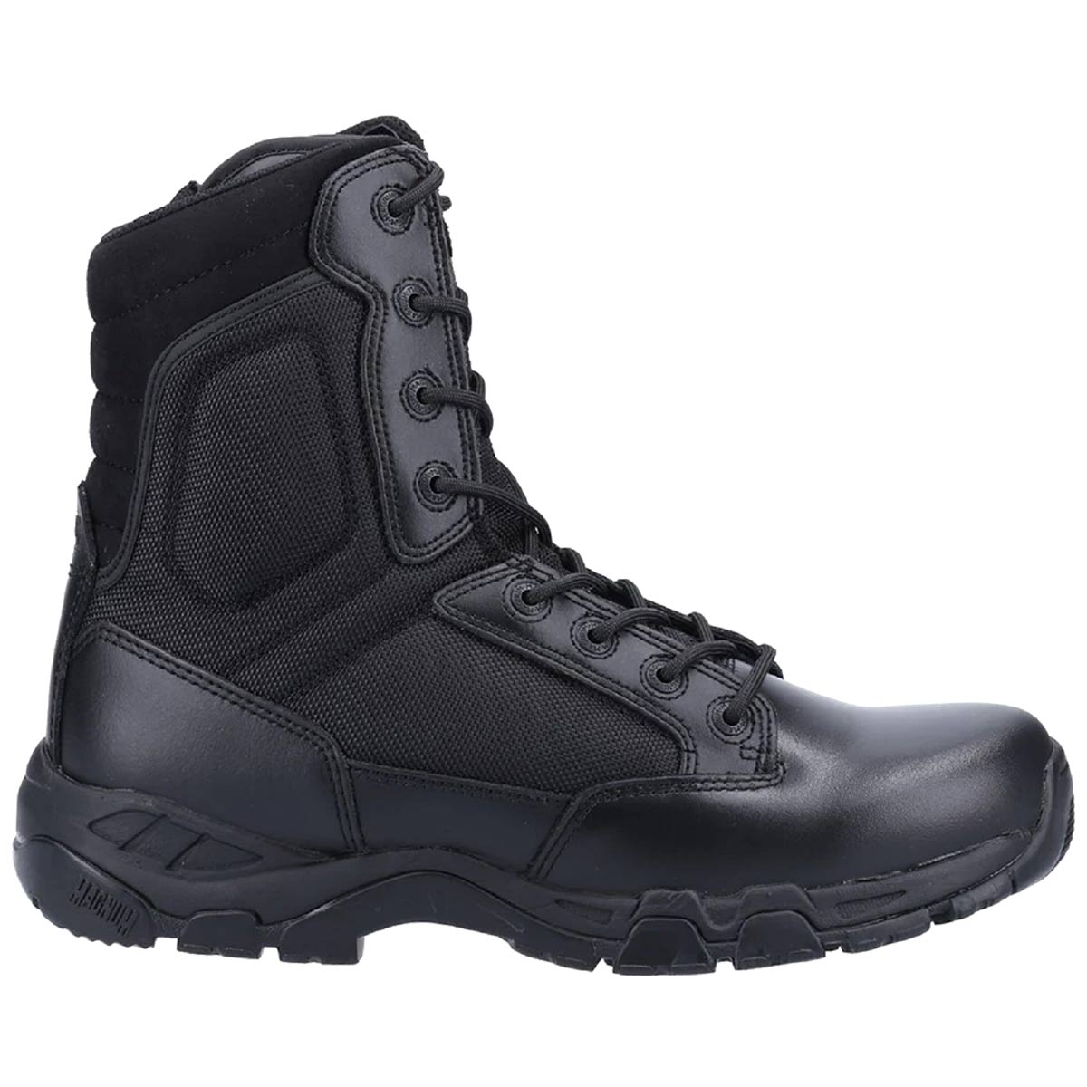 lateral angle of black magnum viper pro 8 side zip boots