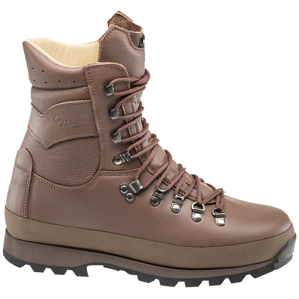 lateral view of altberg warrior microlite brown boots