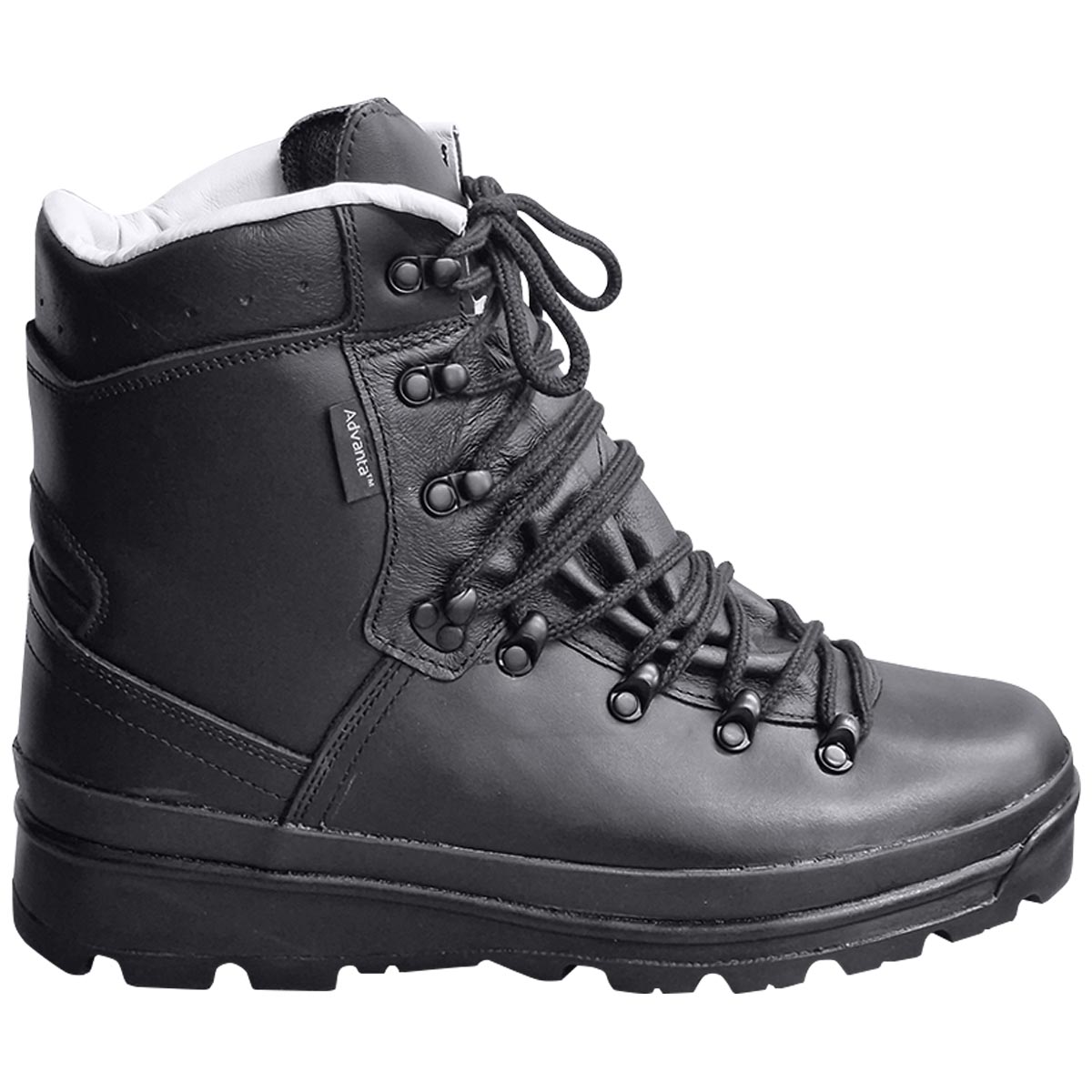lateral view of black mil tec german mountain boot