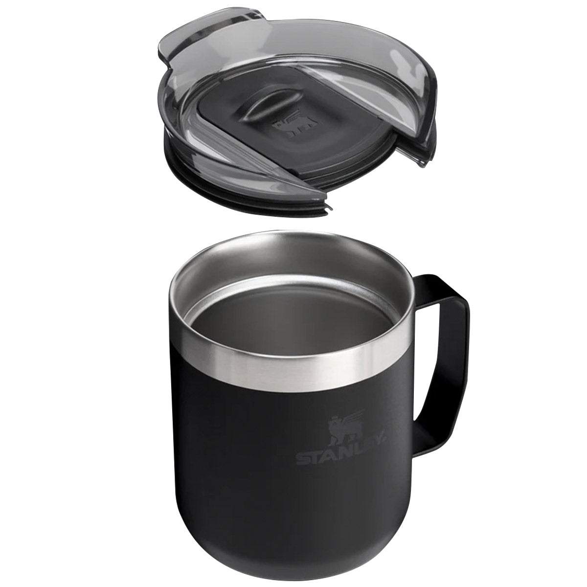 legendary camp mug black with lid removed