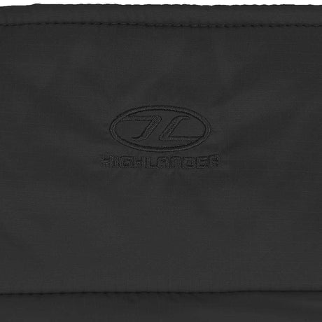 logo on collar of highlander rayder tactical black insulated jacket