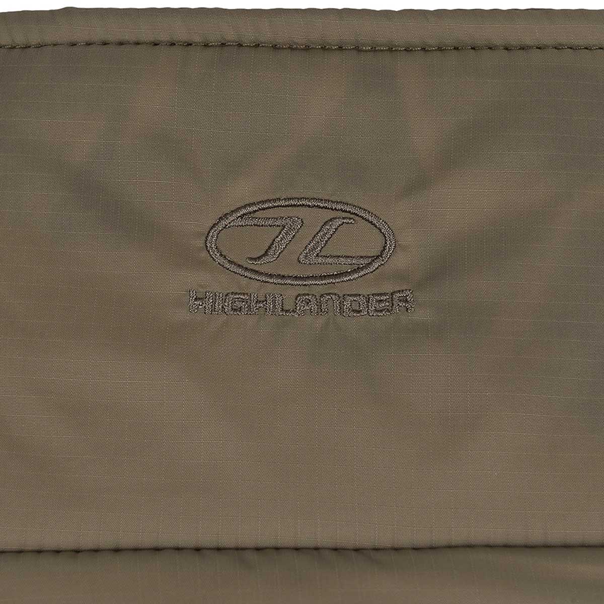 logo on collar of highlander rayder tactical green insulated jacket