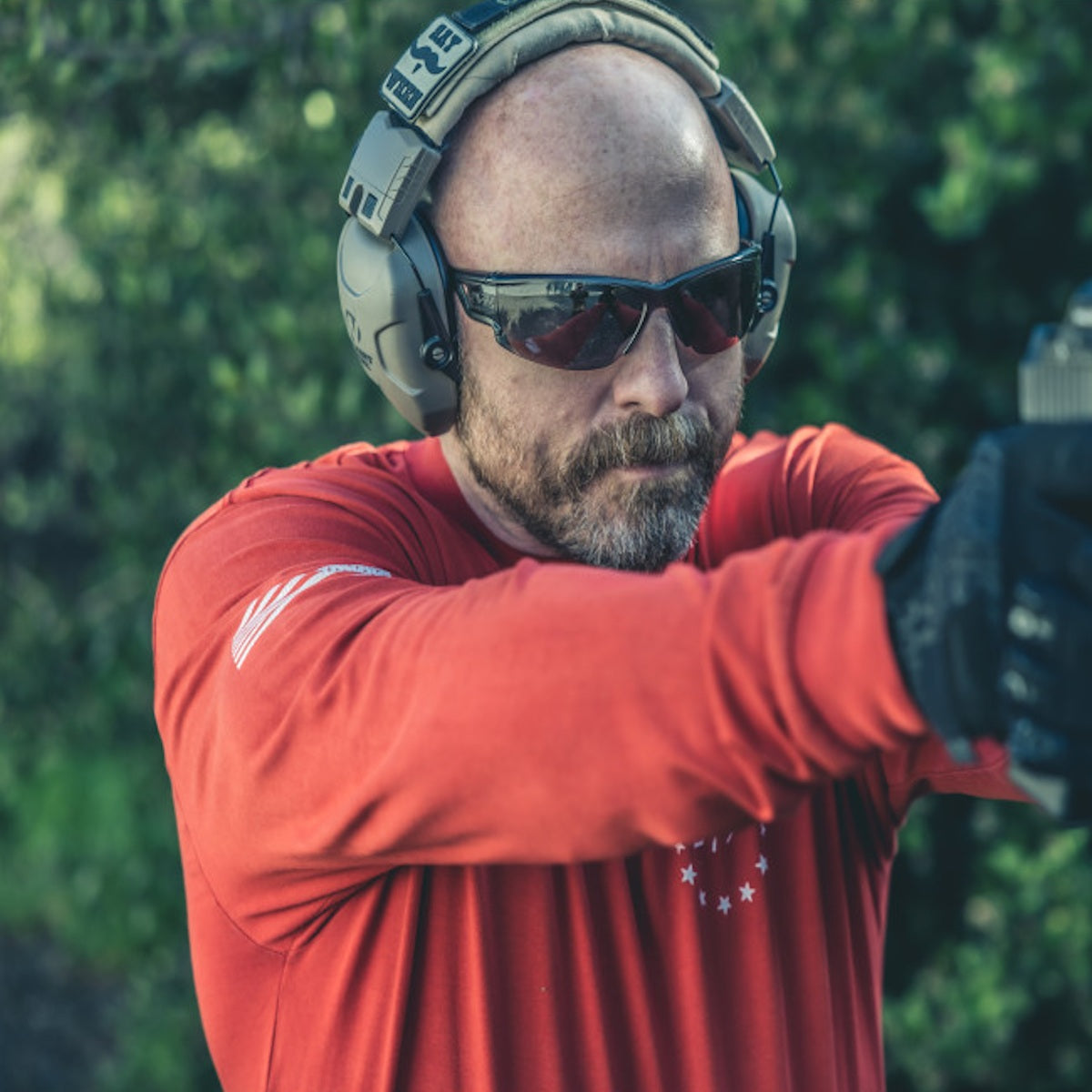 mechanix type n ballistic safety glasses smoke lens being worn