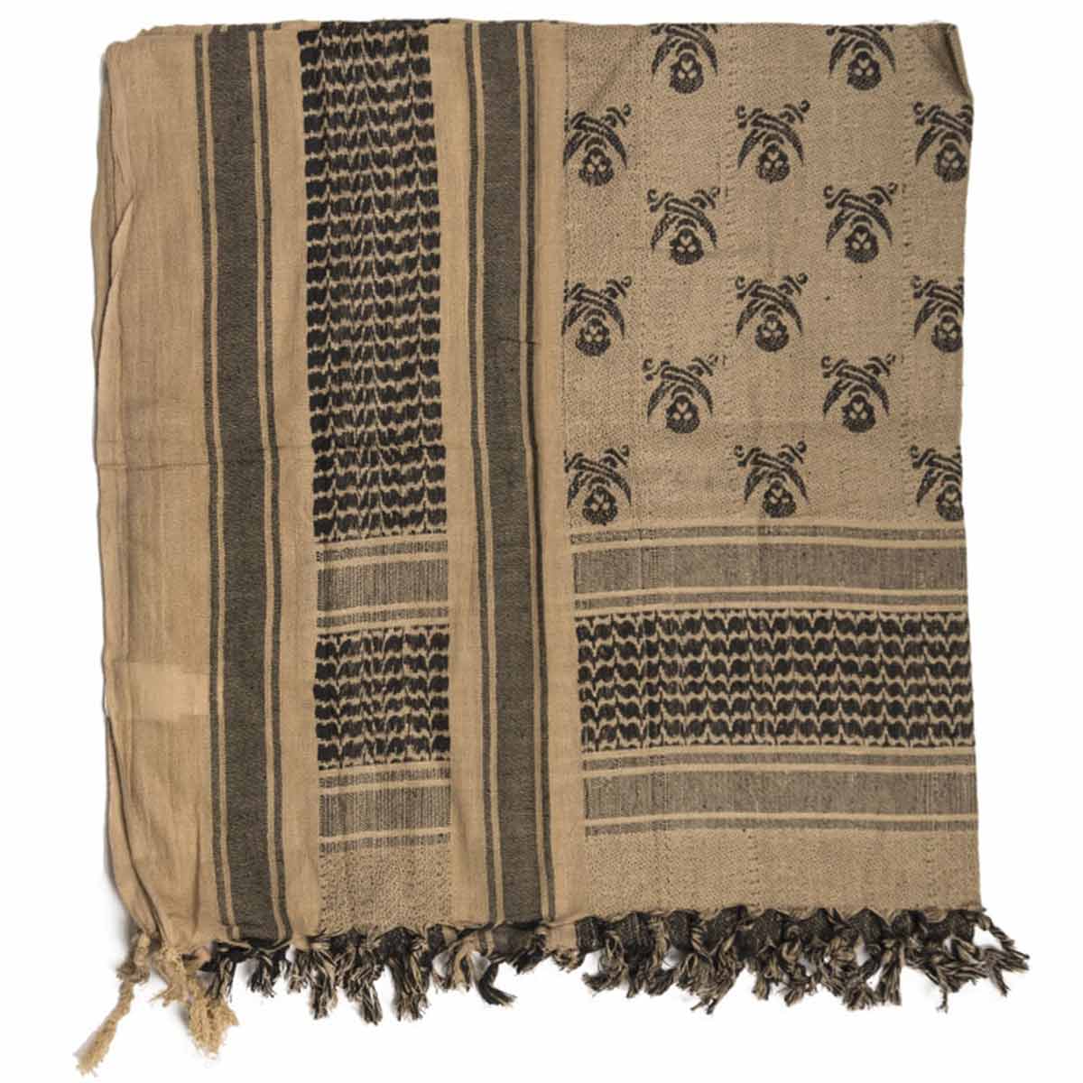 mil tec shemagh head-scarf-skull-black-coyote-folded