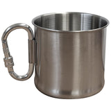 mil tec stainless steel travel mug with carabiner handle 500ml