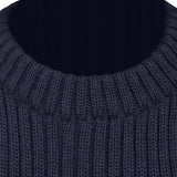 navy blue rib knit woolly pully army jumper with epaulettes