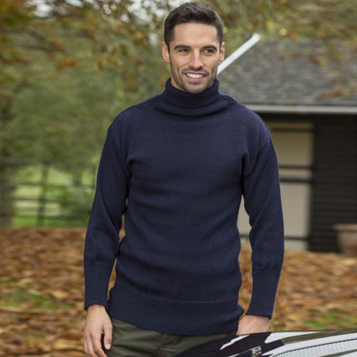 navy blue submariner jumper worn