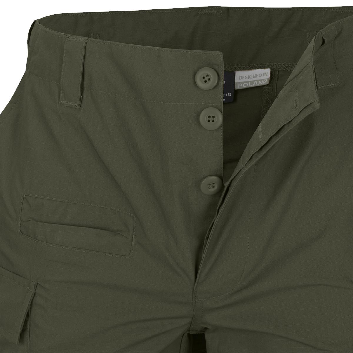 olive green bdu mk2 helikon trousers with button closure