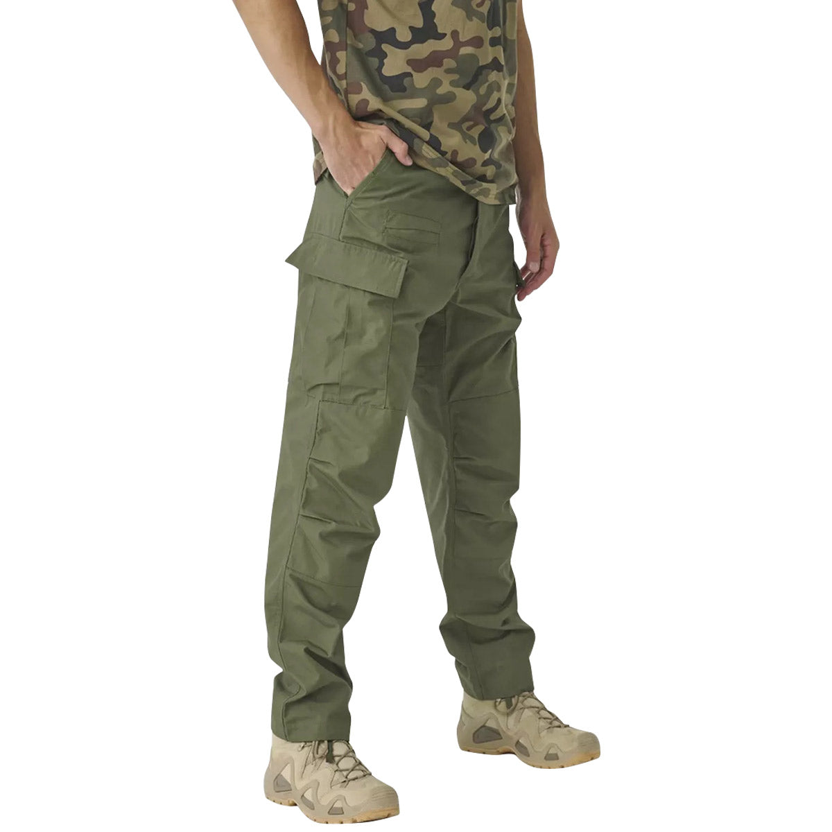 olive green helikon bdu mk2 trousers on model