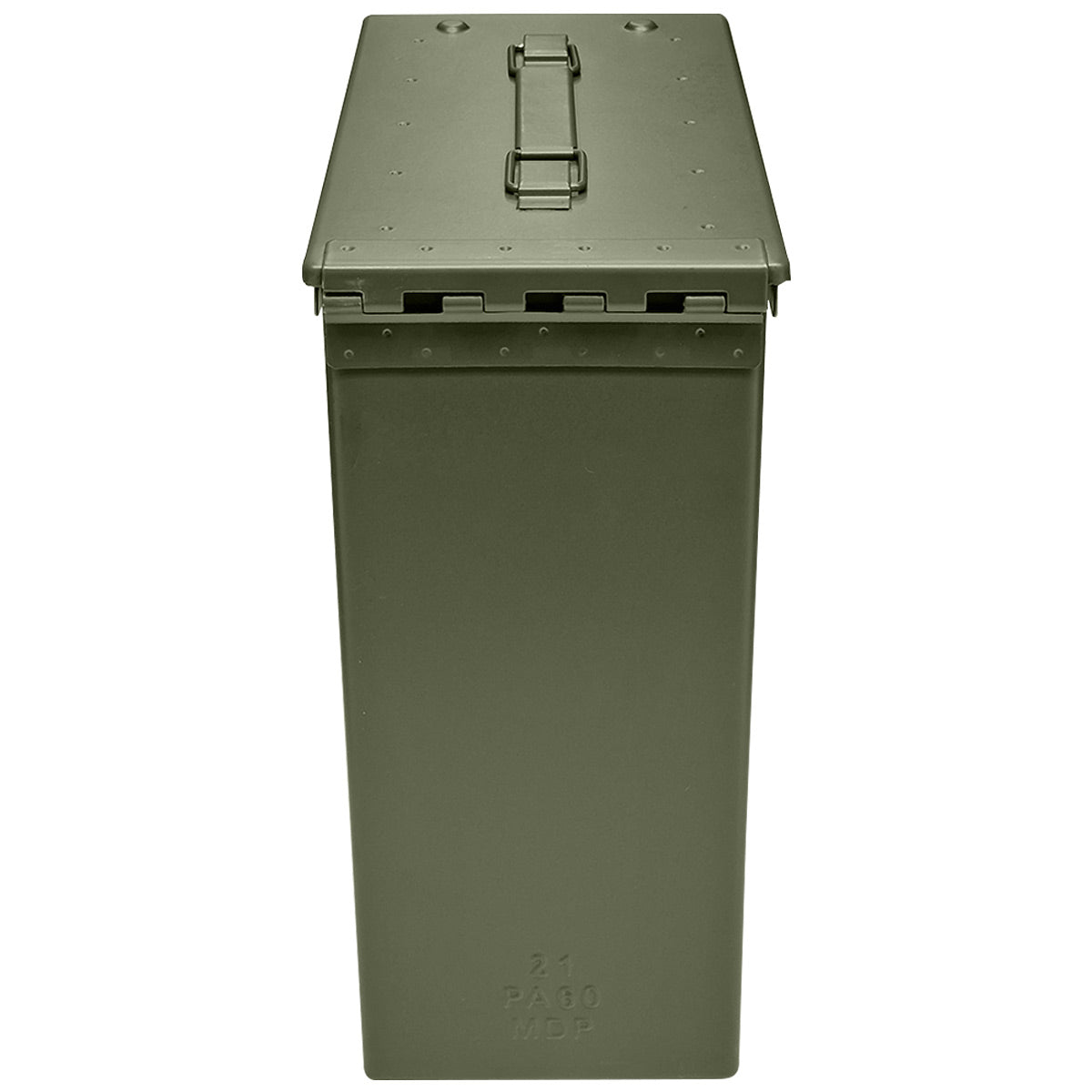 olive metal pa 60 50 cal ammo box with hinged lid