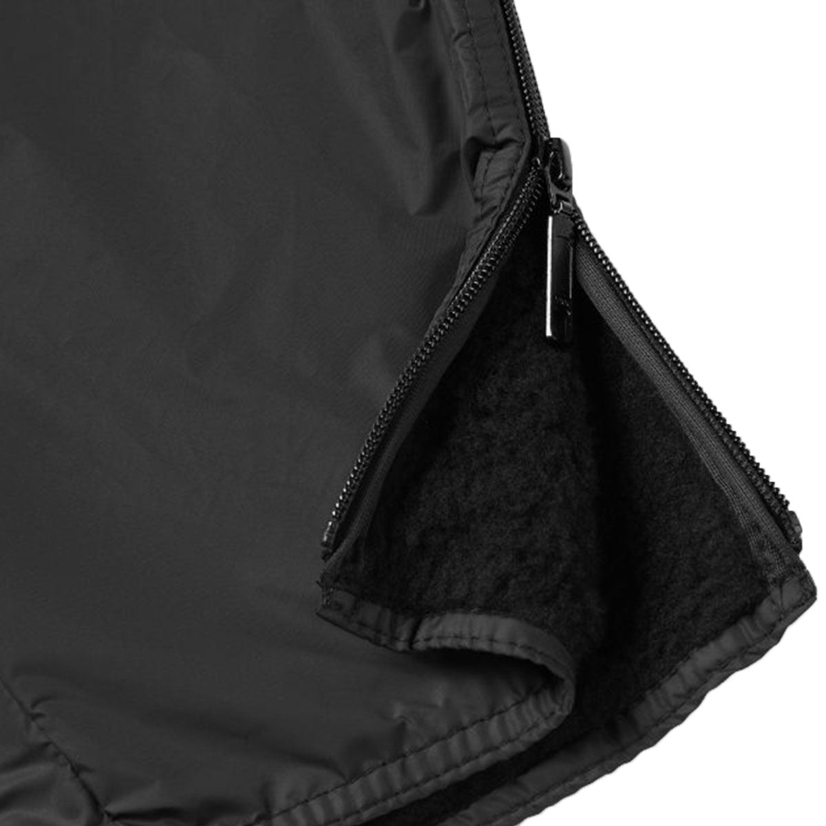 open ended side zip on black buffalo special 6 trousers