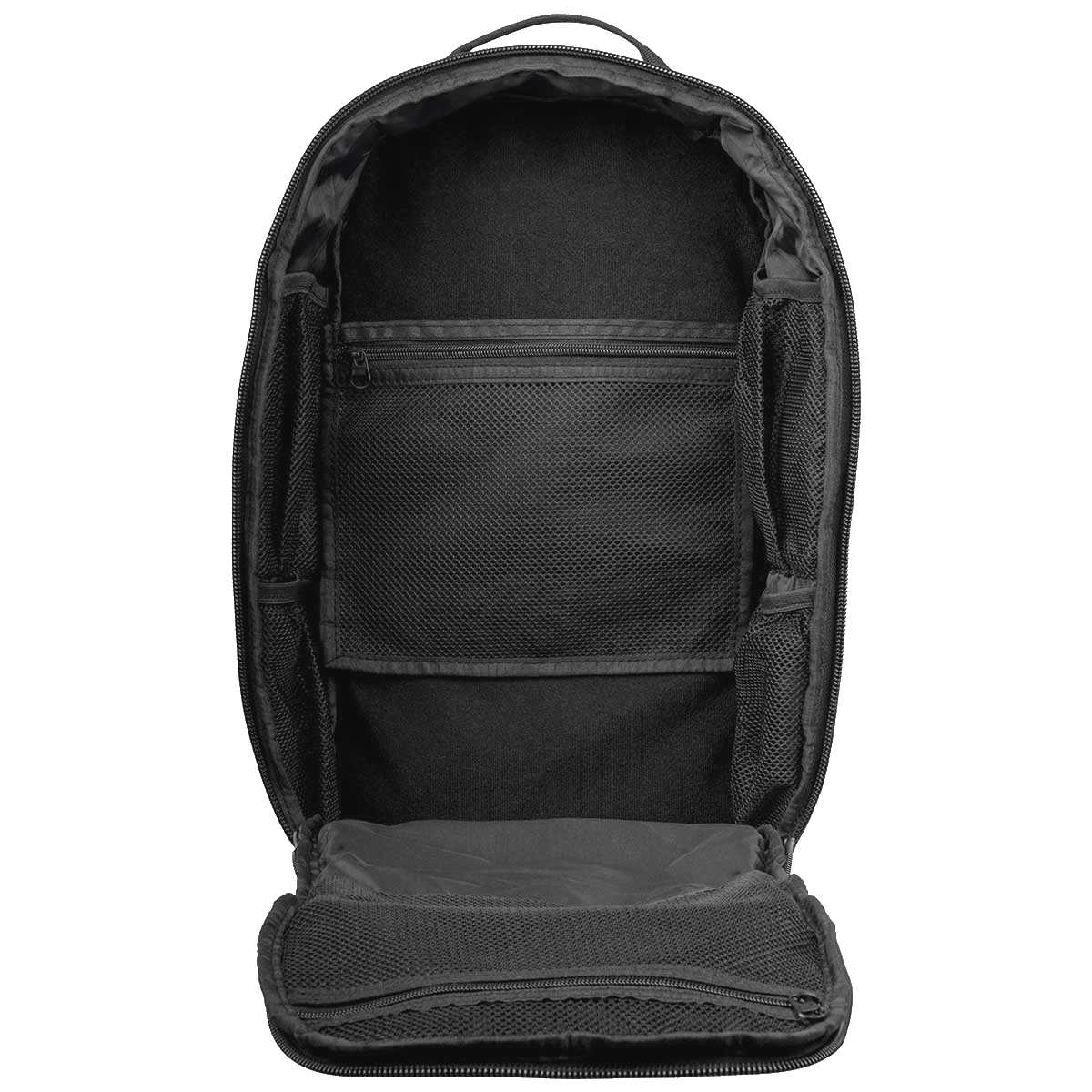 open main compartment of 25l highlander harrier full clamshell black pack