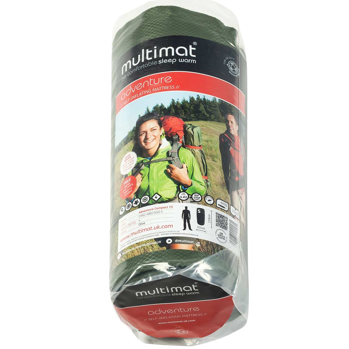 packaged multimat adventure 25 s self inflating green sleeping mat