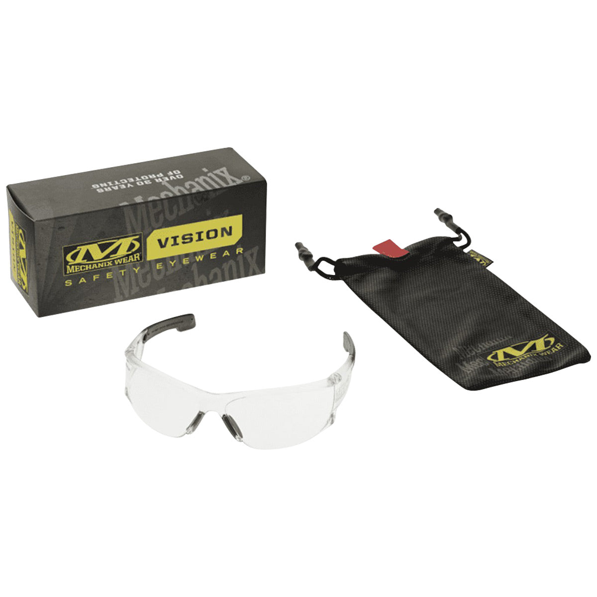 packaging and pouch for mechanix type n ballistic safety glasses clear lens