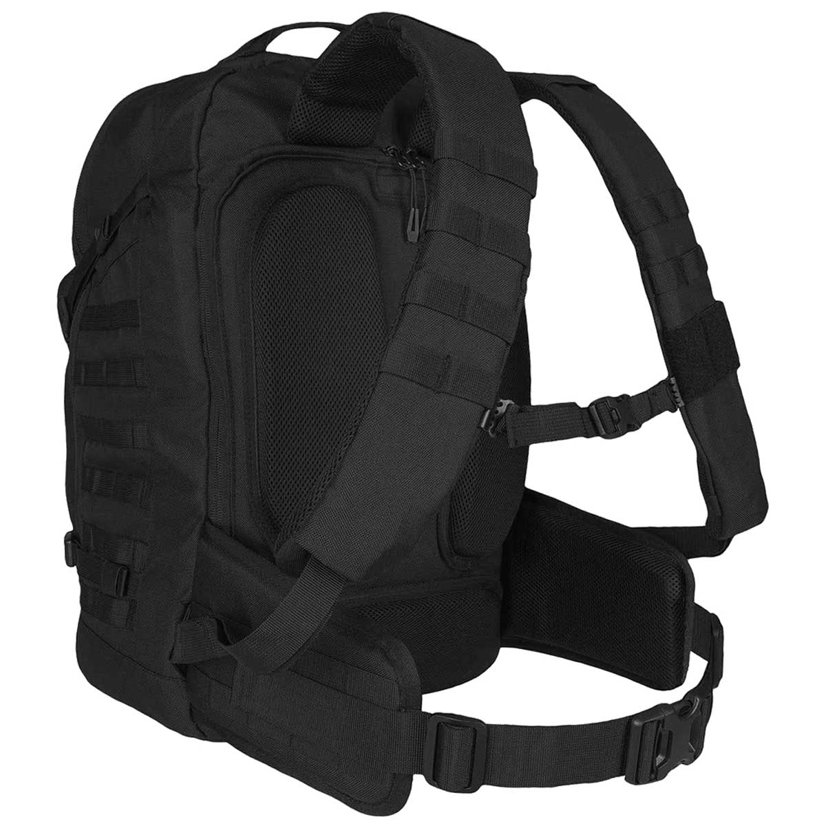 padded shoulder straps on black 45l highlander harrier full clamshell pack