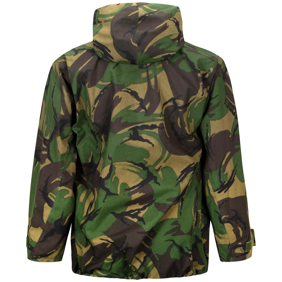 rear of hood waterproof jacket dpm army
