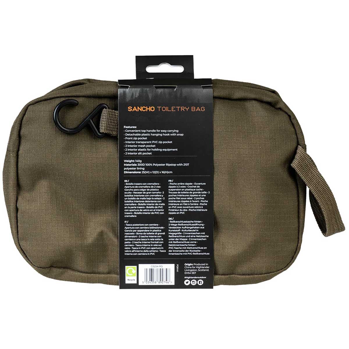 rear highlander sancho toiletry bags ranger green