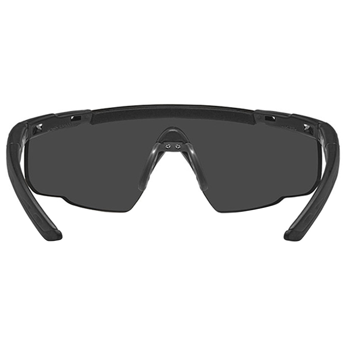 rear lens view of wiley x smoke saber advanced ballistic glasses