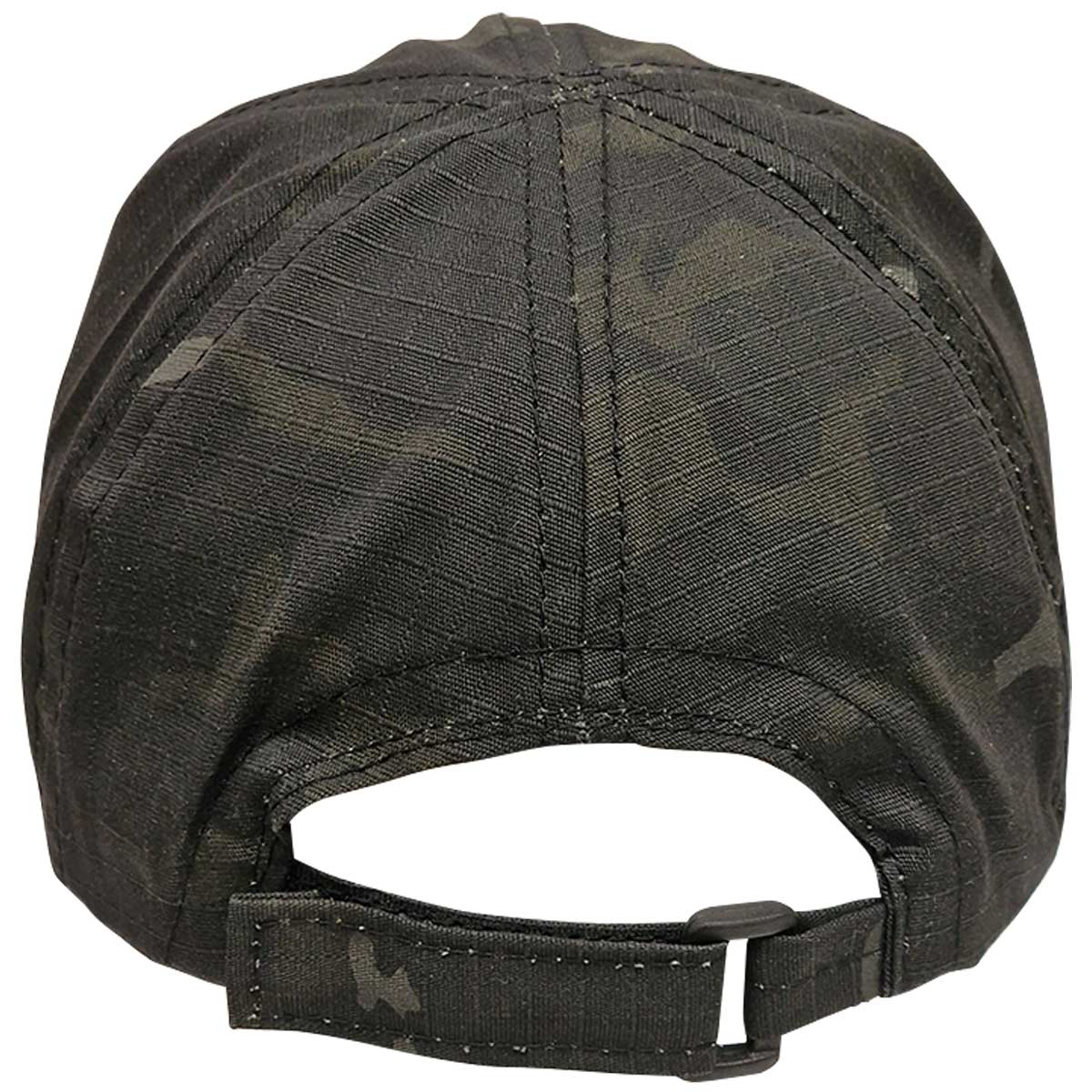 rear of black btp camouflage kombat kids baseball cap