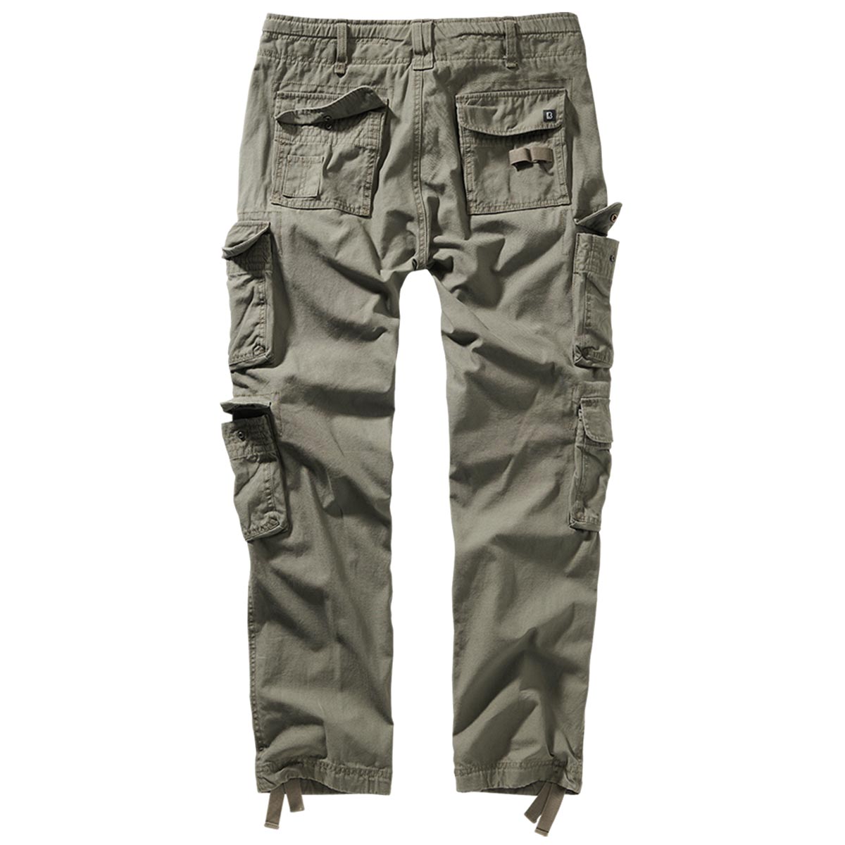 rear of brandit olive pure slim fit cargo trousers