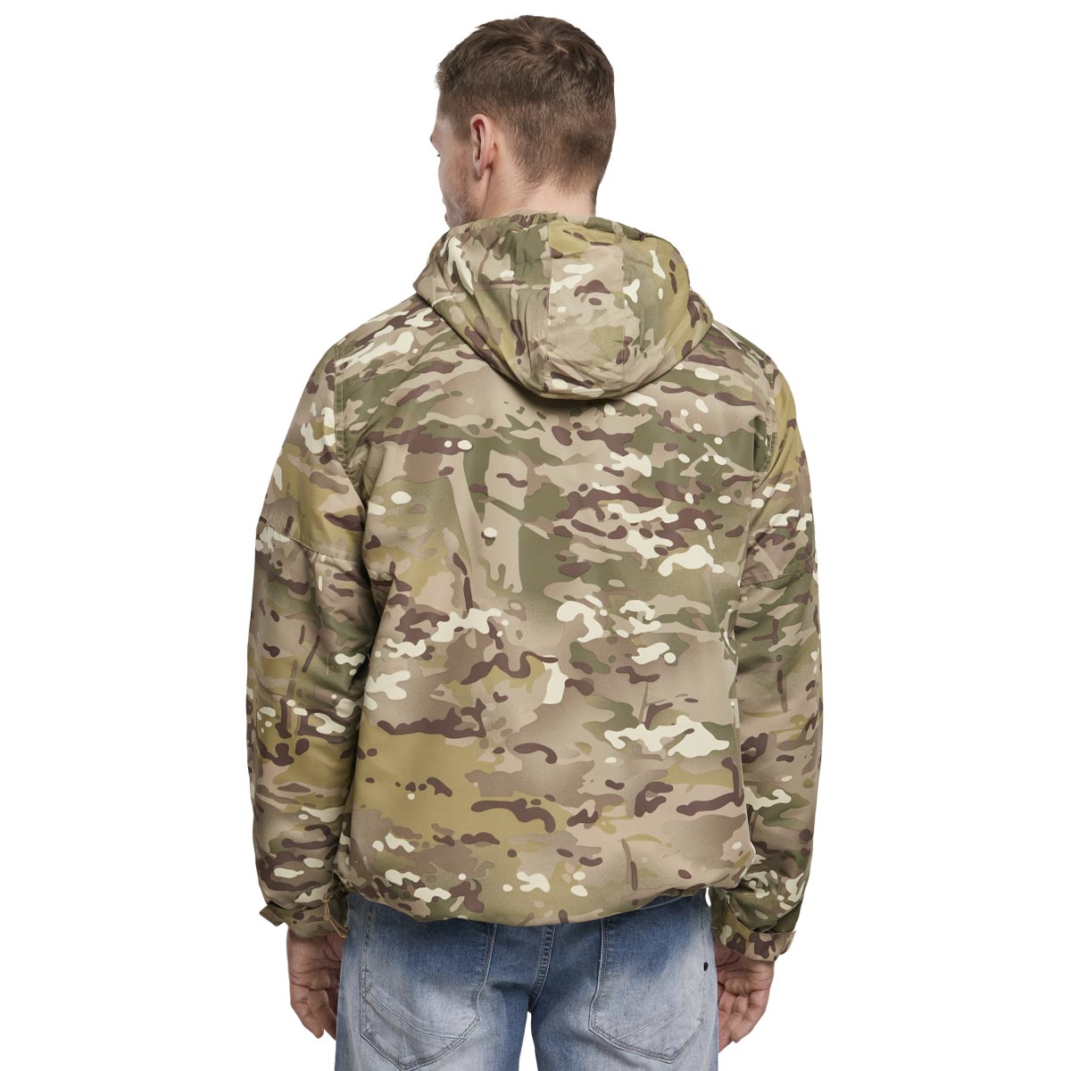 rear of brandit tactical camo windbreaker jacket