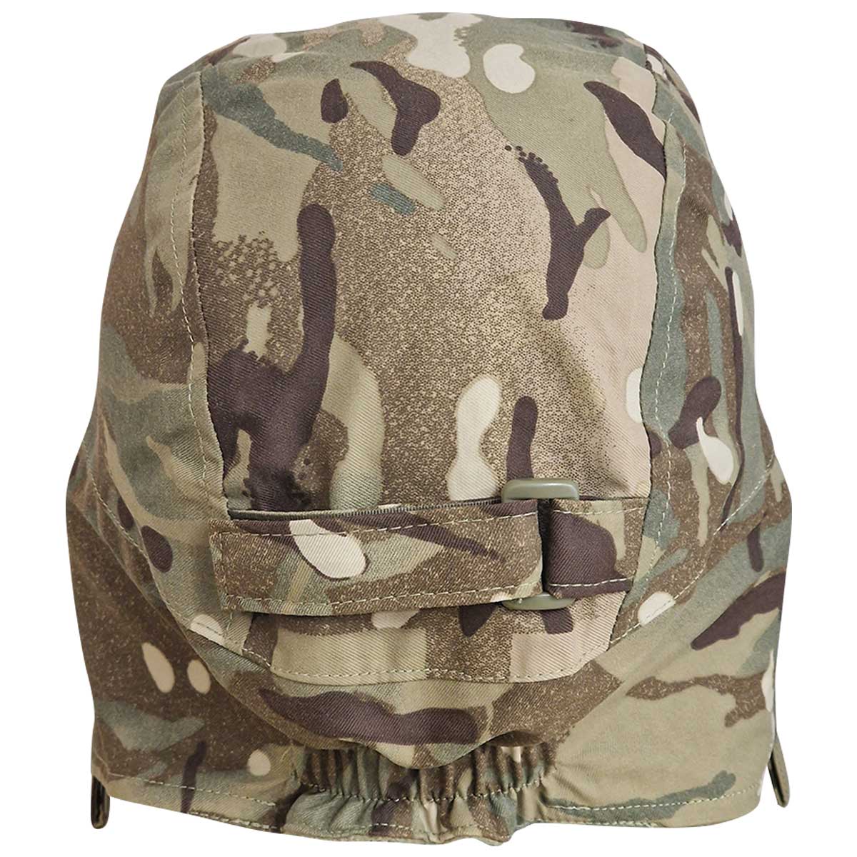 rear of british army new waterproof cold weather cap no chin strap mtp