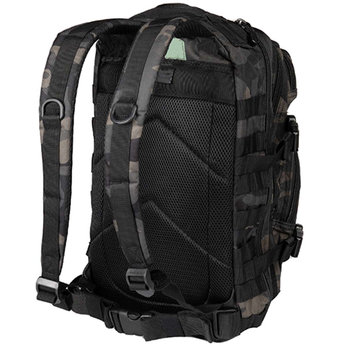 rear of dark camo mil tec molle assault pack 20l