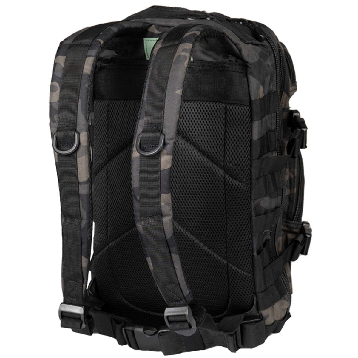 rear of dark camo mil tec molle assault pack 36l