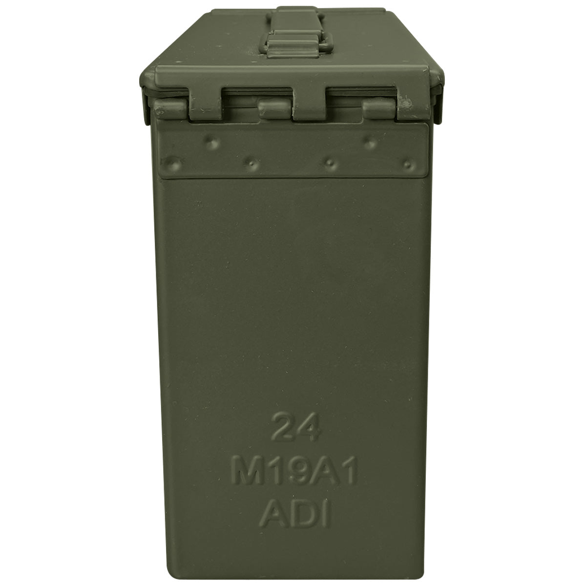rear of green 30cal british army metal ammo box