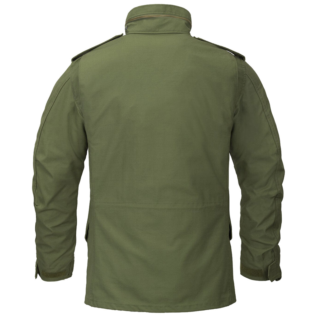 rear of helikon m65 olive field jacket nyco sateen