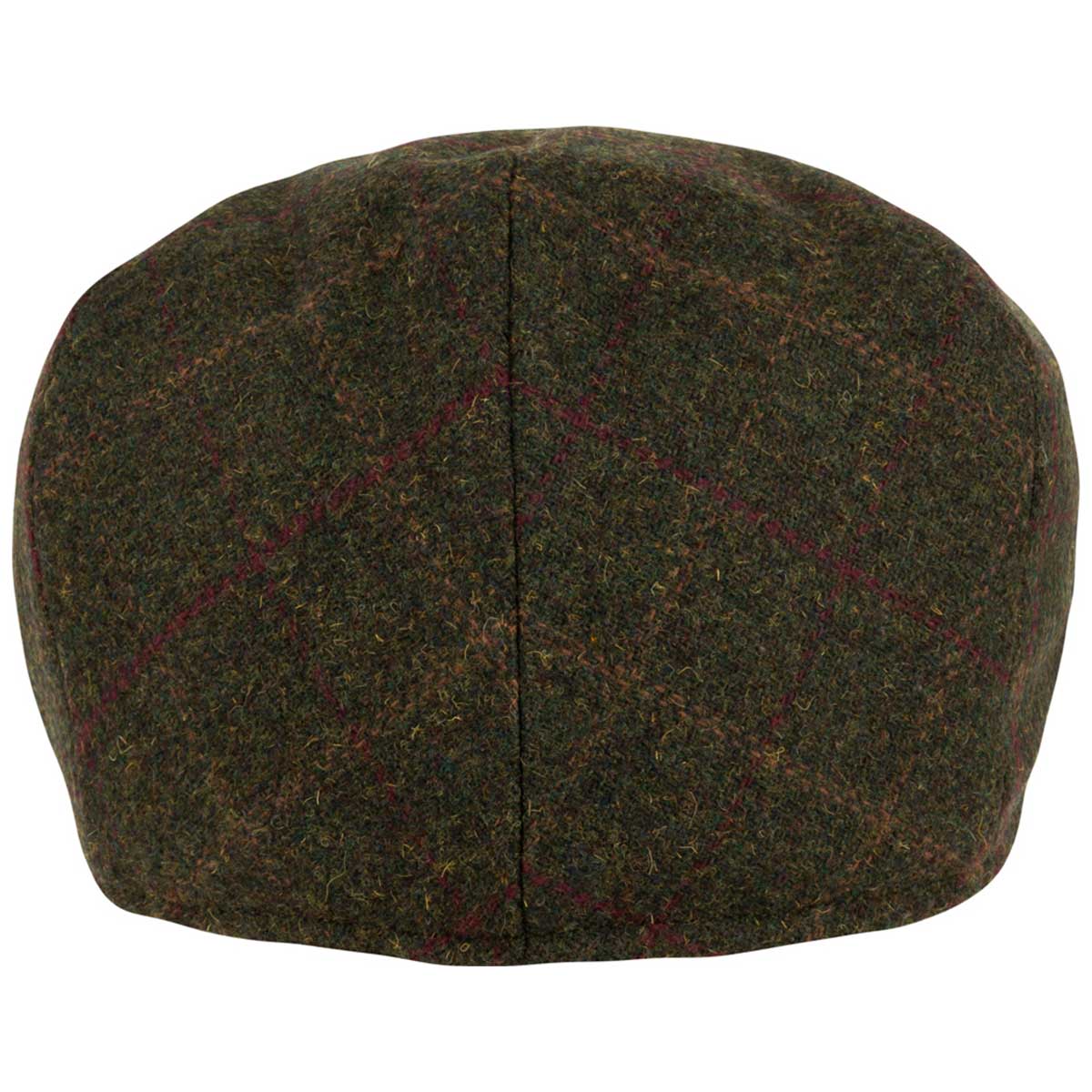rear of jack pyke dark olive wool blend flat cap