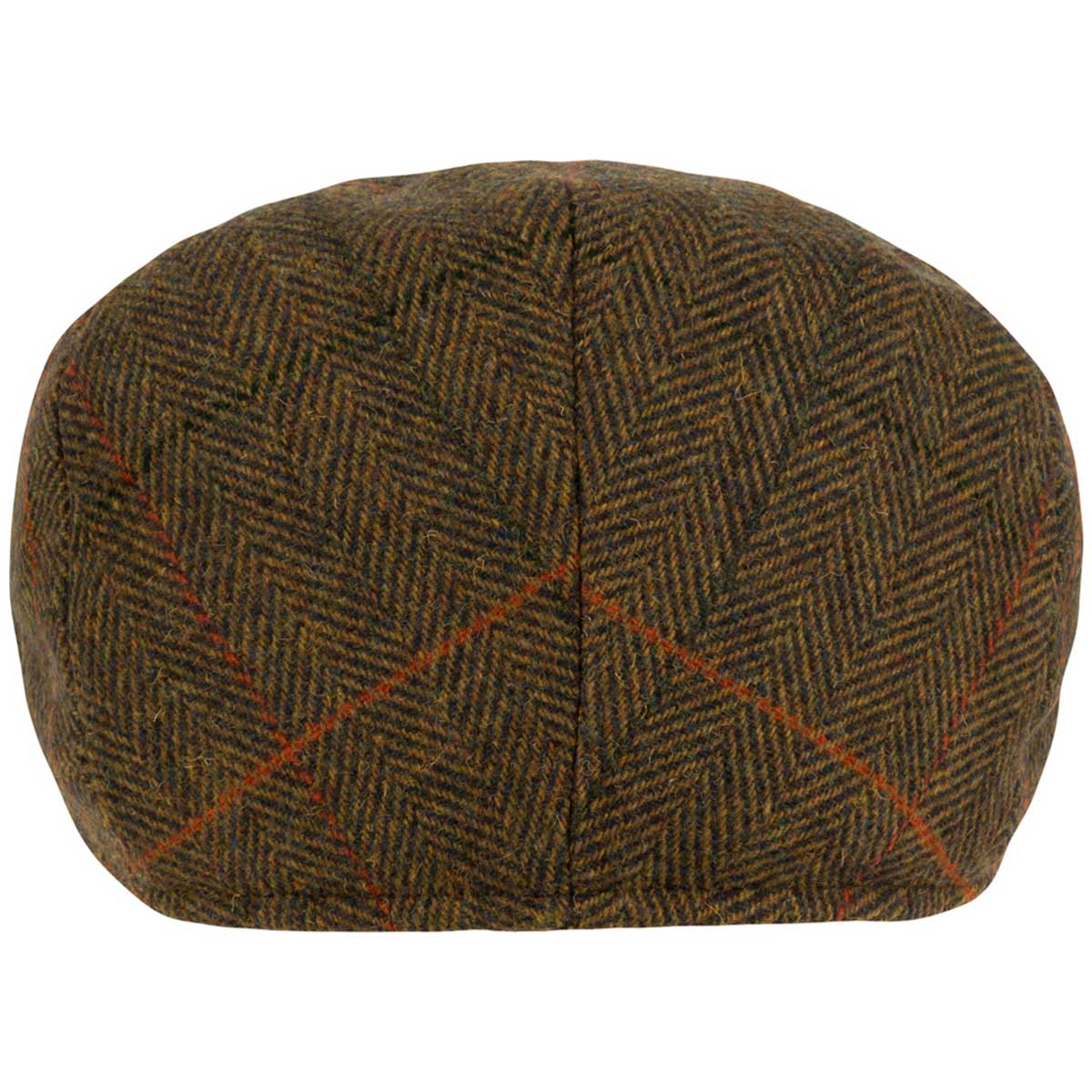 rear of jack pyke tweed brown wool blend flat cap