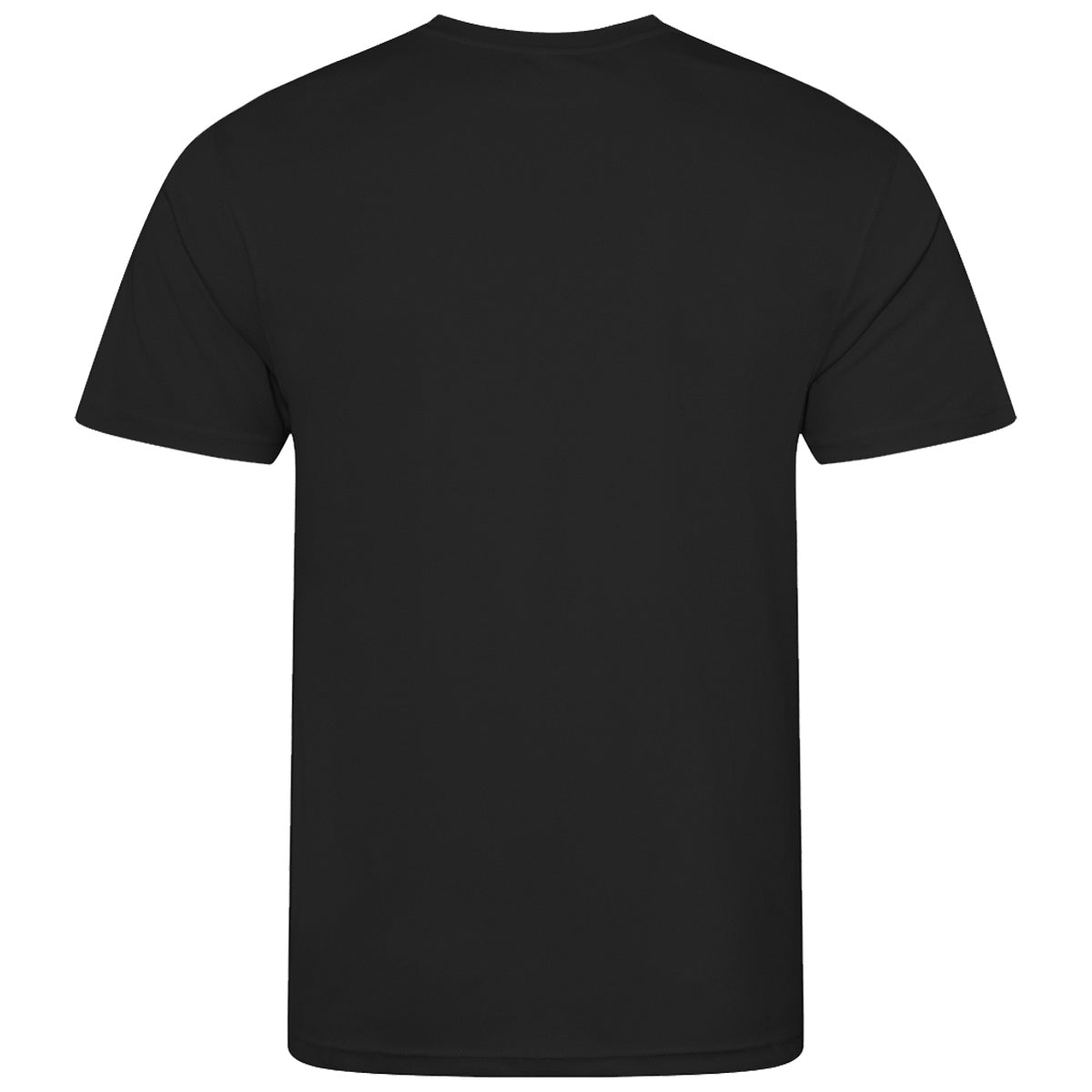 rear of jet black lightweight wicking tshirt