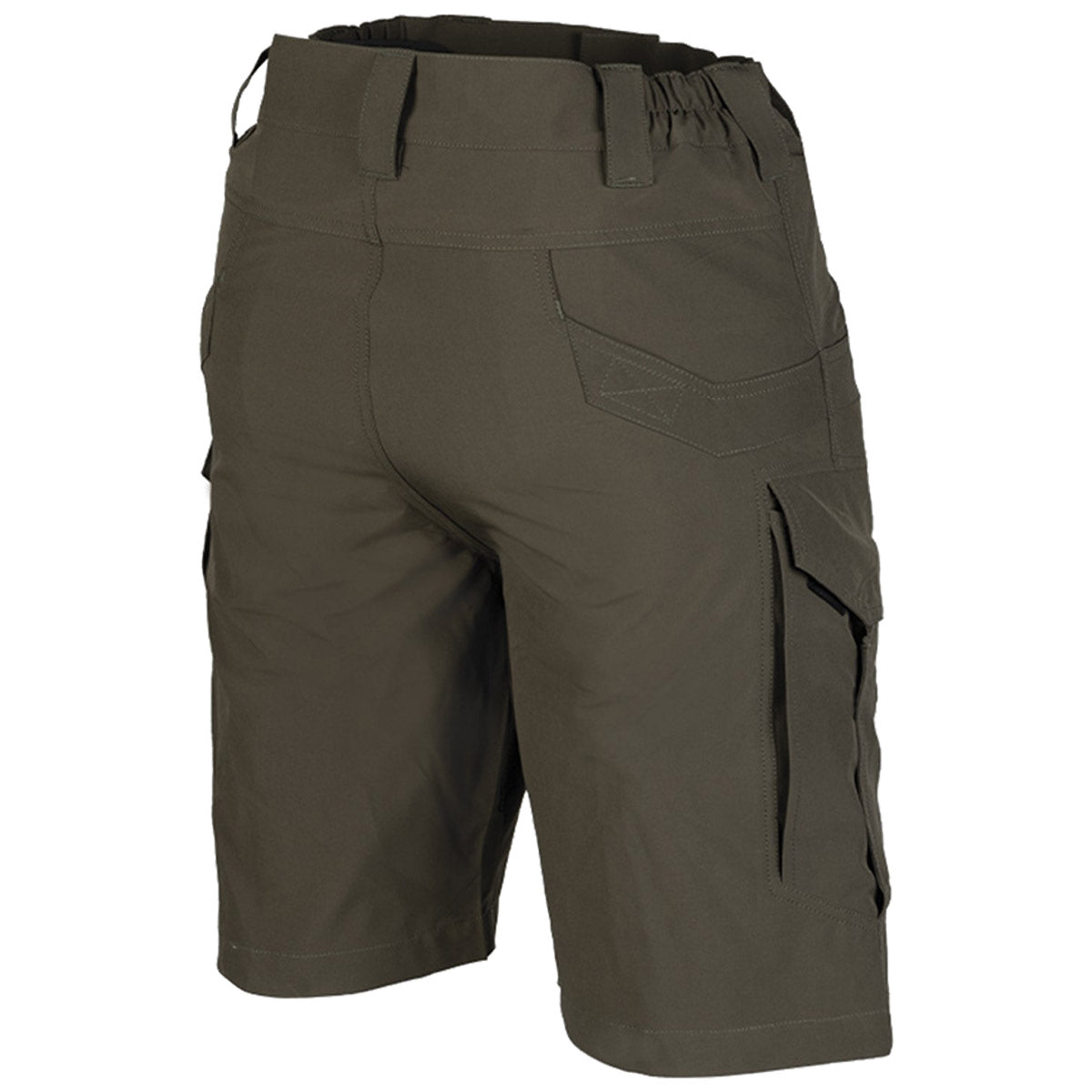 rear of mil tec ranger green stretch assault shorts