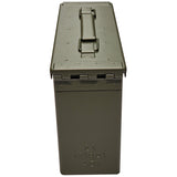 rear of nato m19a1 30 cal olive green ammo box