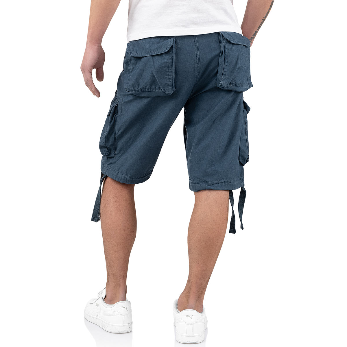 rear-of surplus rv airborne vintage navy blue shorts