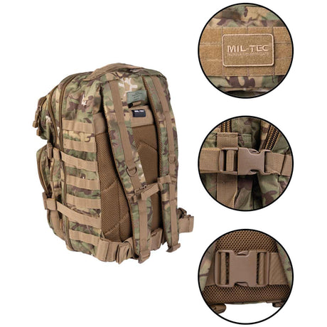 rear of woodland arid mil tec molle assault pack 36l