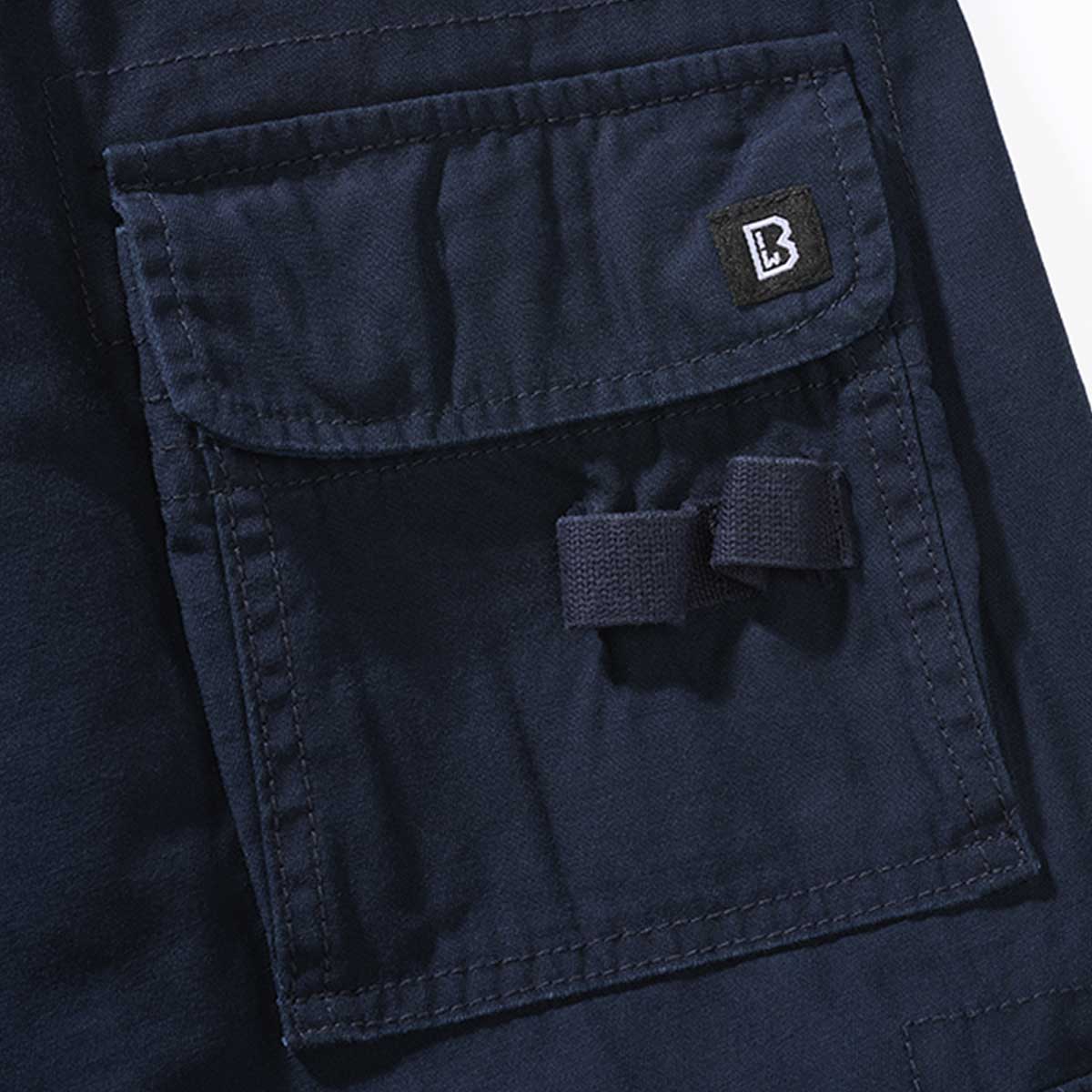 rear pocket of navy brandit pure slim fit trousers