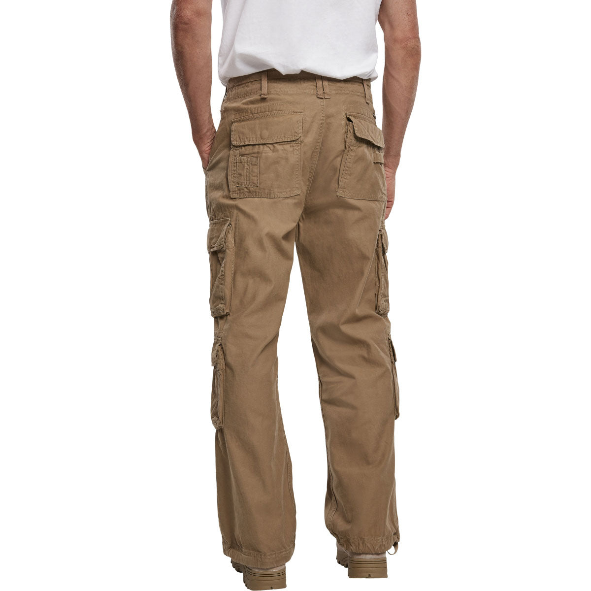 rear pockets on brandit beige pure vintage camo trousers
