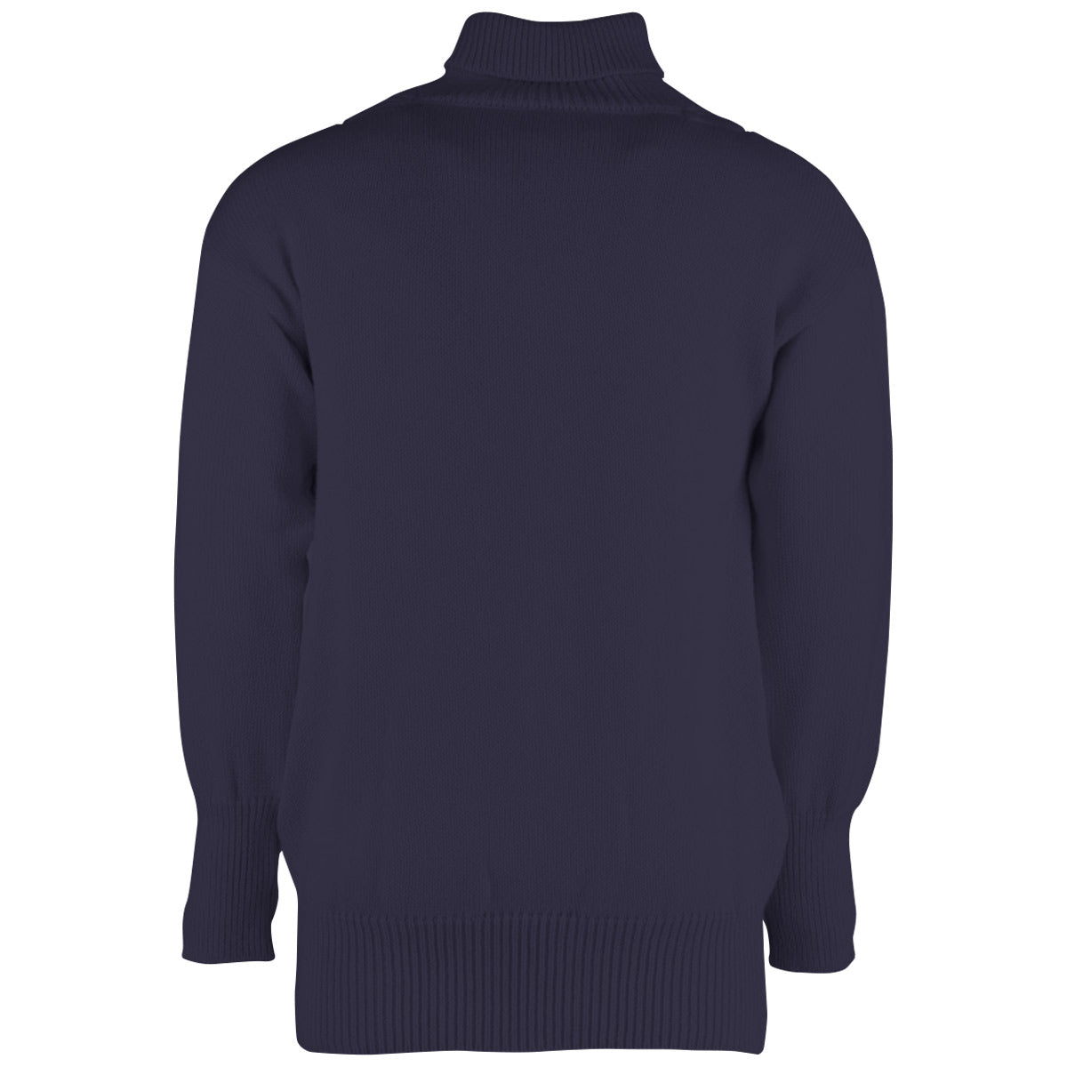rear view of blue royal navy submariner jumper