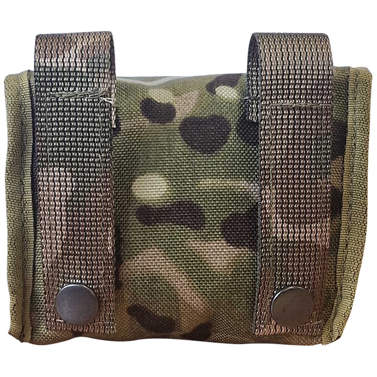 rear view of marauder camouflage survival tin molle pouch